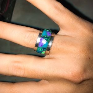 DAVID ROSALES Ring Blue green opal and purple